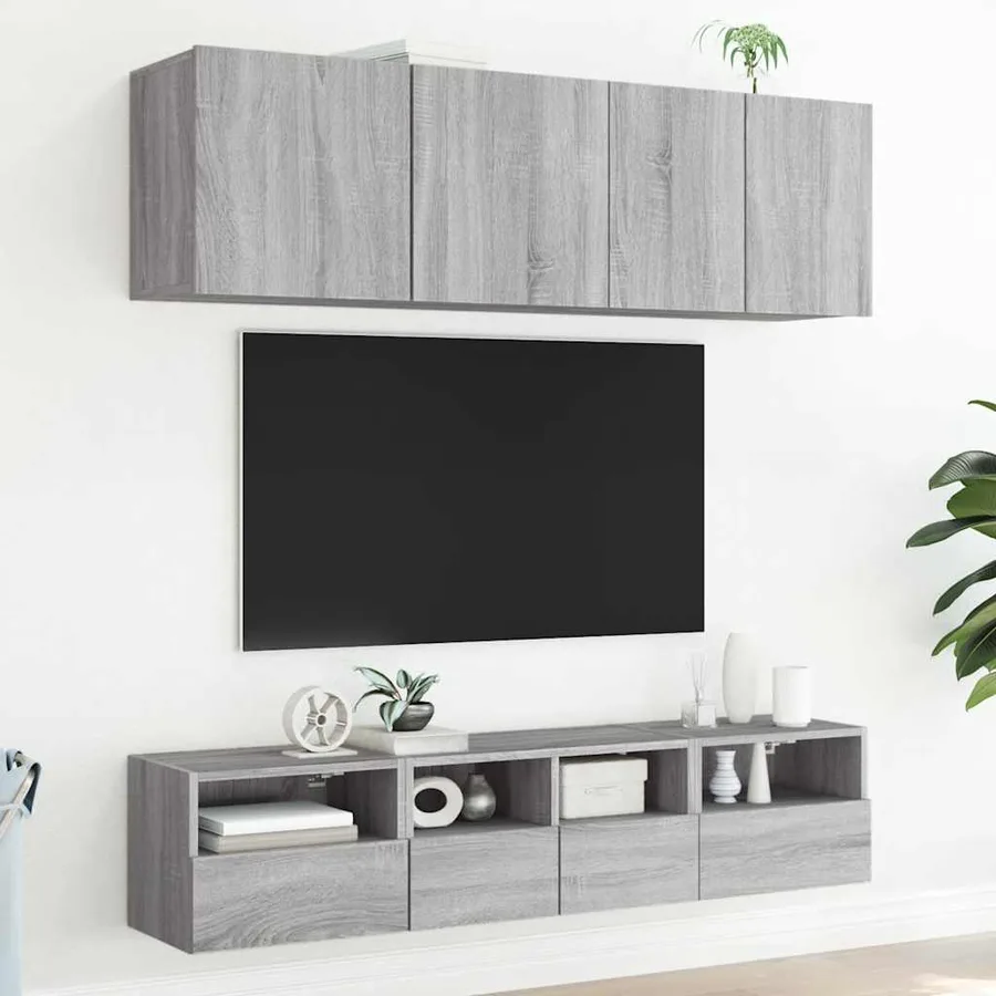 Unités murales TV 5 pcs sonoma gris bois d'ingénierie - 3