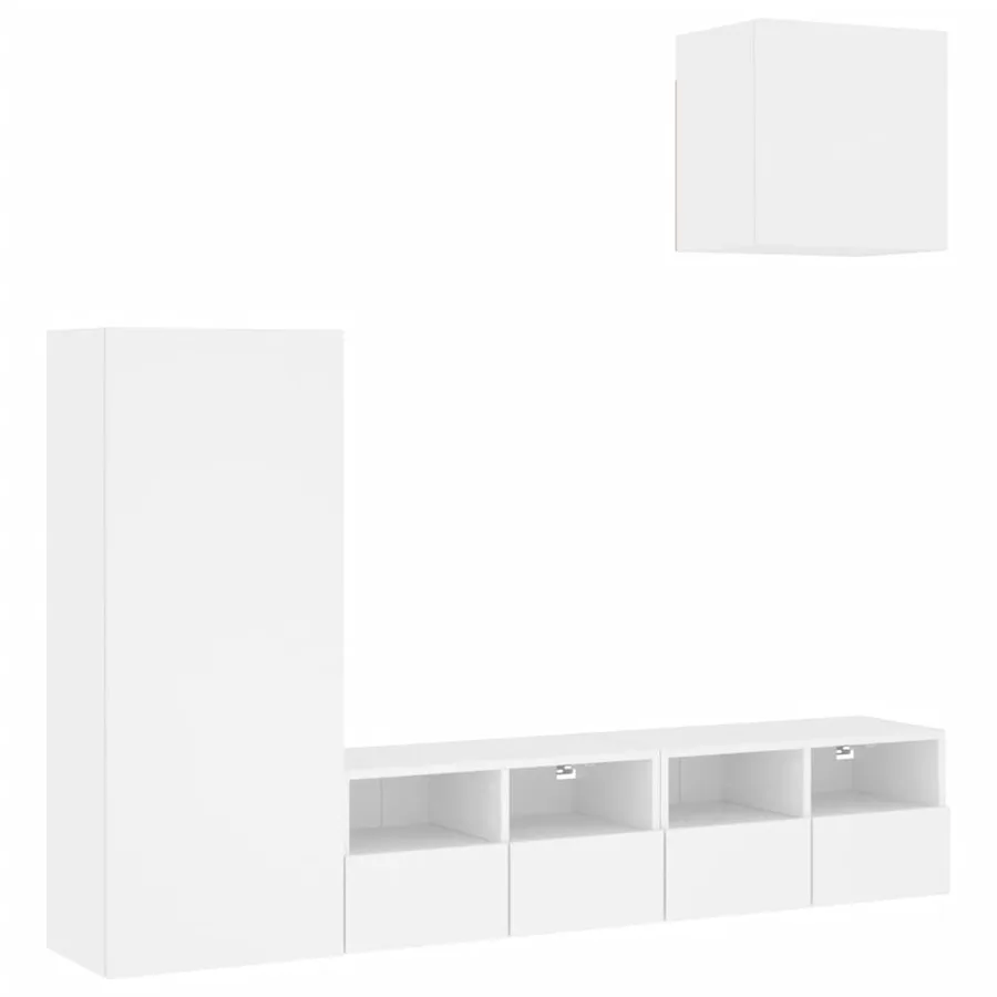 Unités murales TV 4 pcs blanc bois d'ingénierie - 2