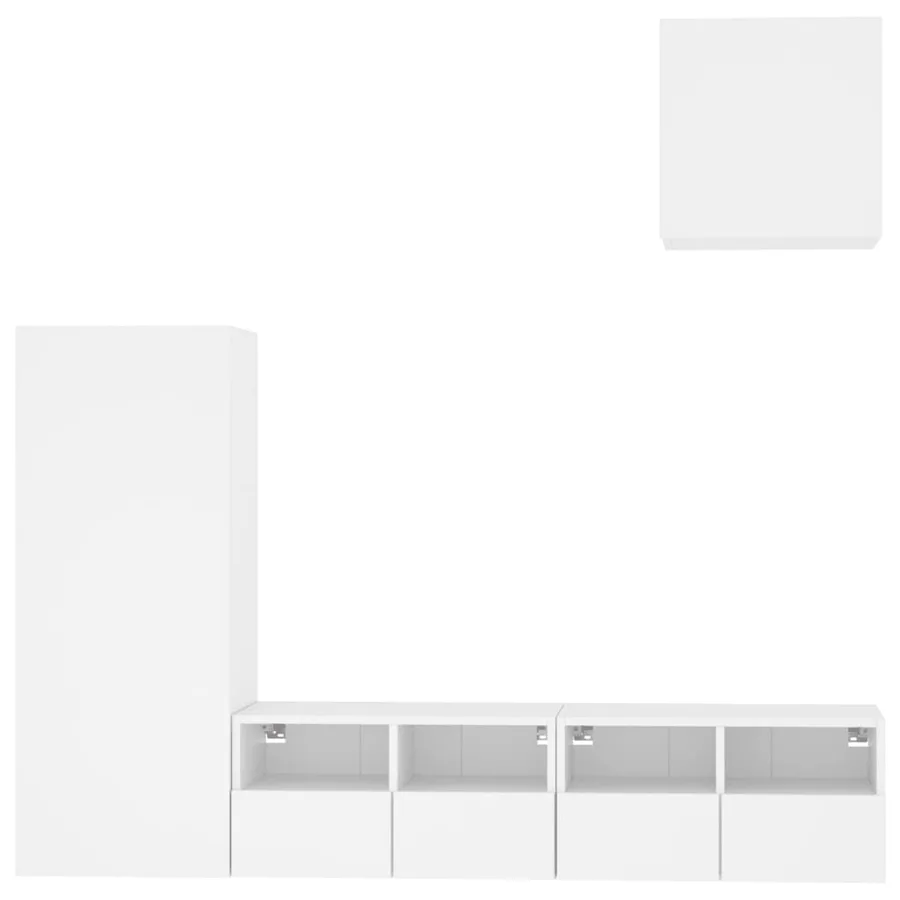 Unités murales TV 4 pcs blanc bois d'ingénierie - 5