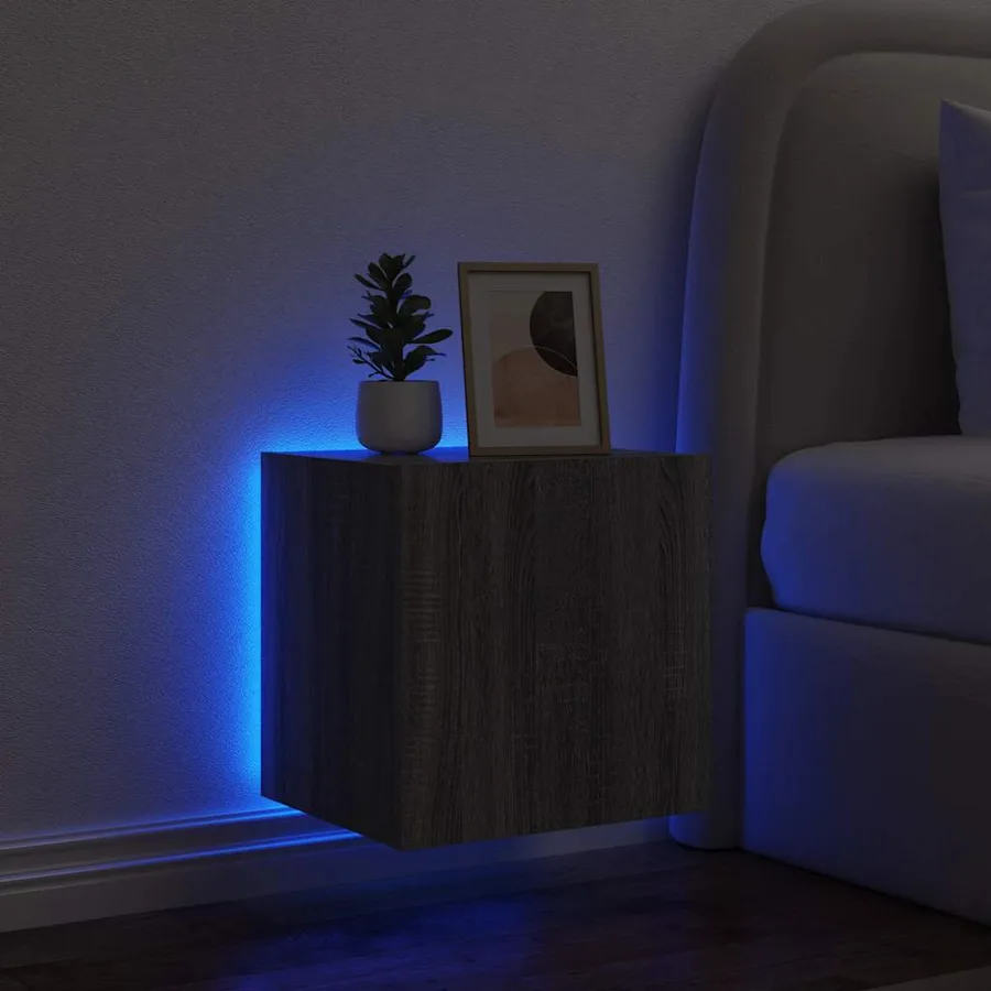 Meuble TV mural avec lumières LED sonoma gris 40,5x35x40 cm - 4