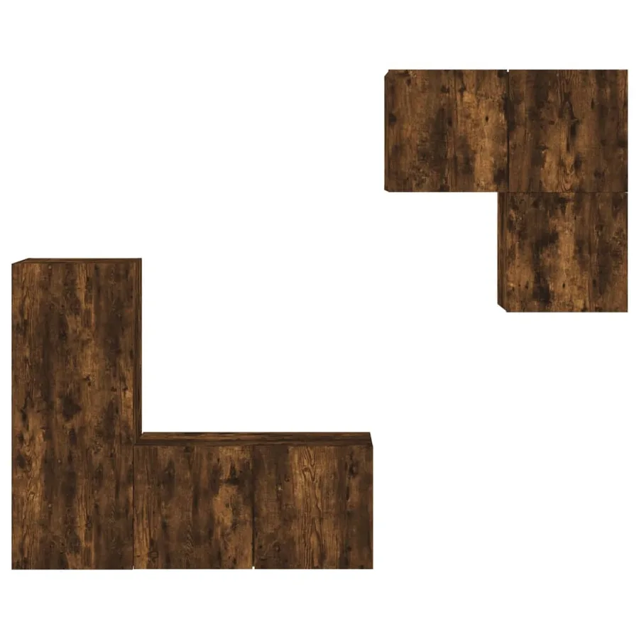 Unités murales TV 4 pcs chêne fumé bois d'ingénierie - 5