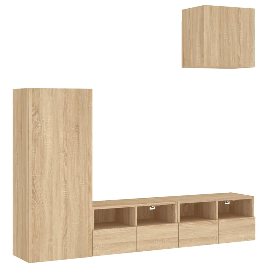 Unités murales TV 4 pcs chêne sonoma bois d'ingénierie - 2