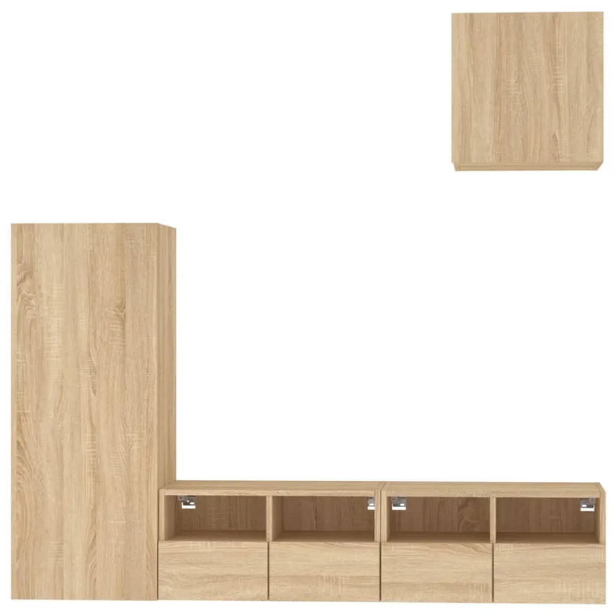 Unités murales TV 4 pcs chêne sonoma bois d'ingénierie - 5