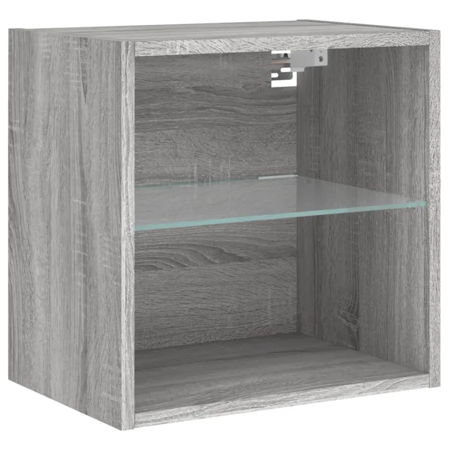 Table de chevet murale avec lumières LED sonoma gris - 6
