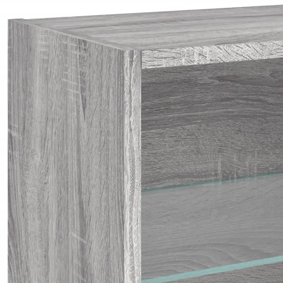 Table de chevet murale avec lumières LED sonoma gris - 8