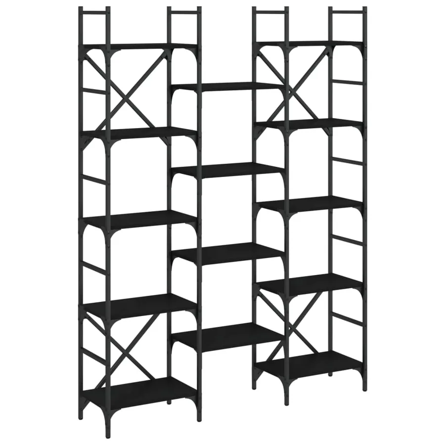 Bibliothèque noir 127,5x28,5x172,5 cm bois d'ingénierie - 2
