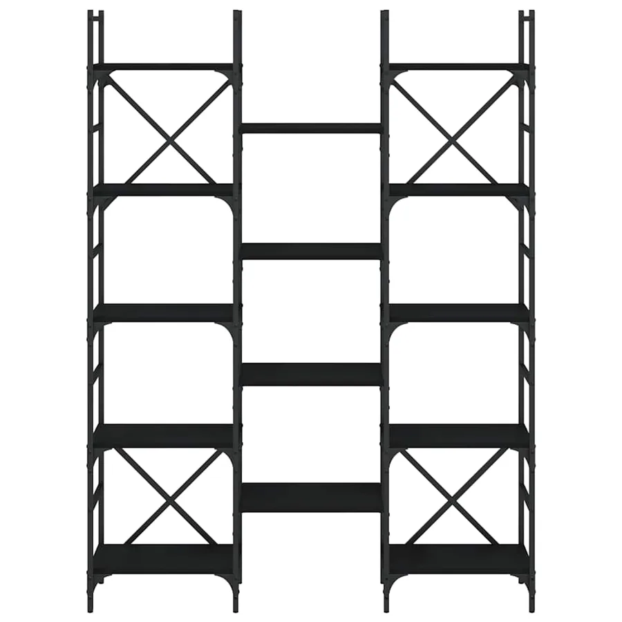 Bibliothèque noir 127,5x28,5x172,5 cm bois d'ingénierie - 5