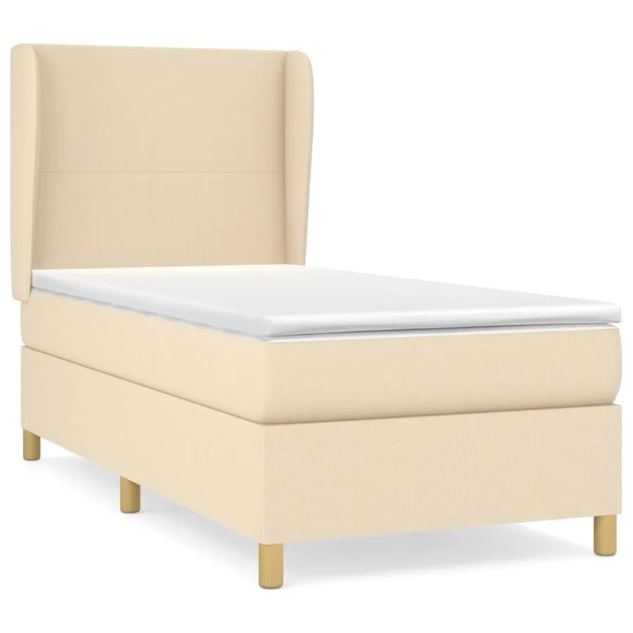 Sommier à lattes de lit avec matelas Crème 80x200 cm Tissu - 2