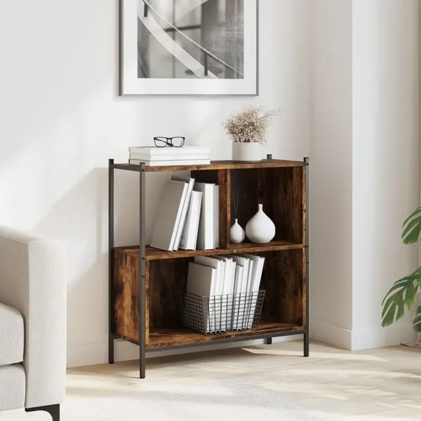 Bibliothèque chêne fumé 72x28x77,5 cm bois d'ingénierie