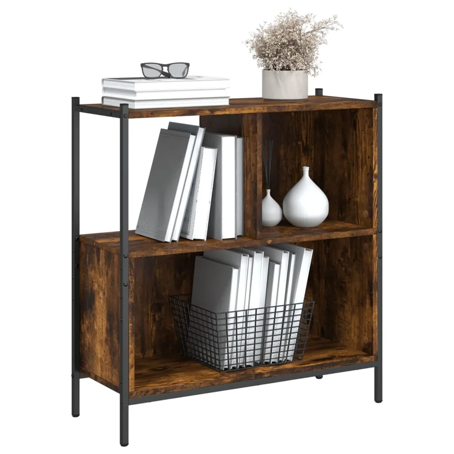 Bibliothèque chêne fumé 72x28x77,5 cm bois d'ingénierie - 4