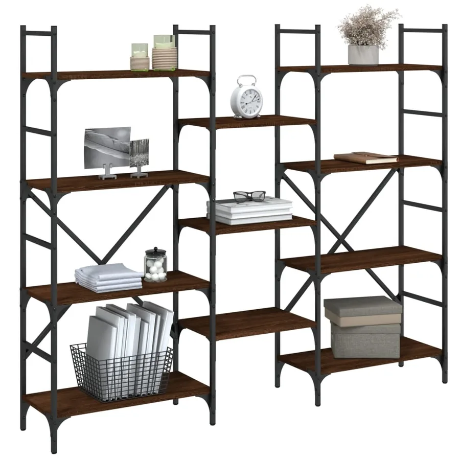 Bibliothèque chêne marron 160x28,5x136,5 cm bois d'ingénierie - 4