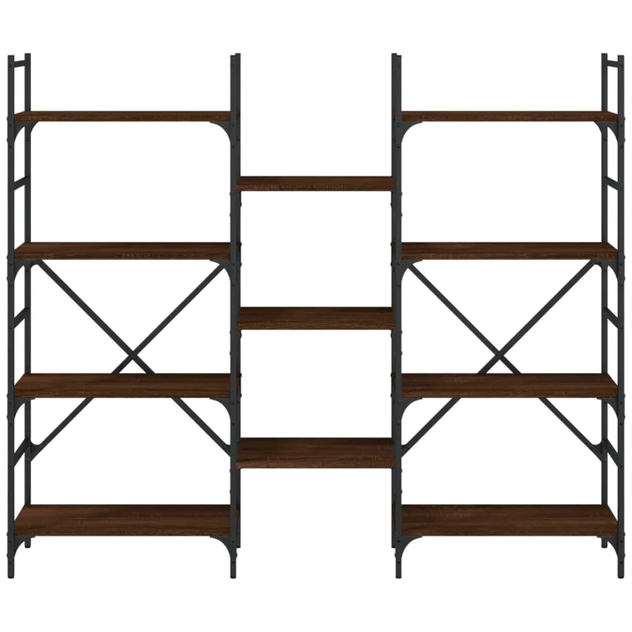 Bibliothèque chêne marron 160x28,5x136,5 cm bois d'ingénierie - 5