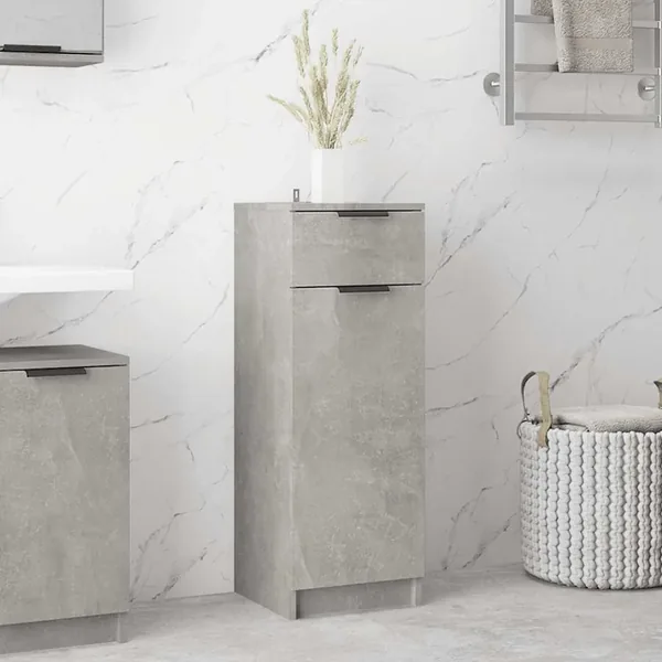 Armoire de salle de bain gris béton 32x34x90 cm
