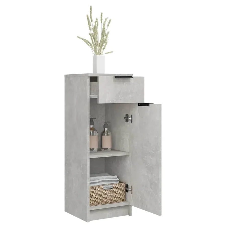Armoire de salle de bain gris béton 32x34x90 cm - 5