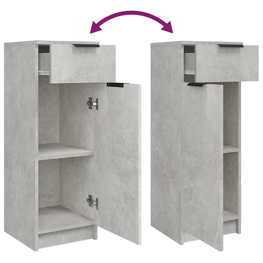 Armoire de salle de bain gris béton 32x34x90 cm - 9