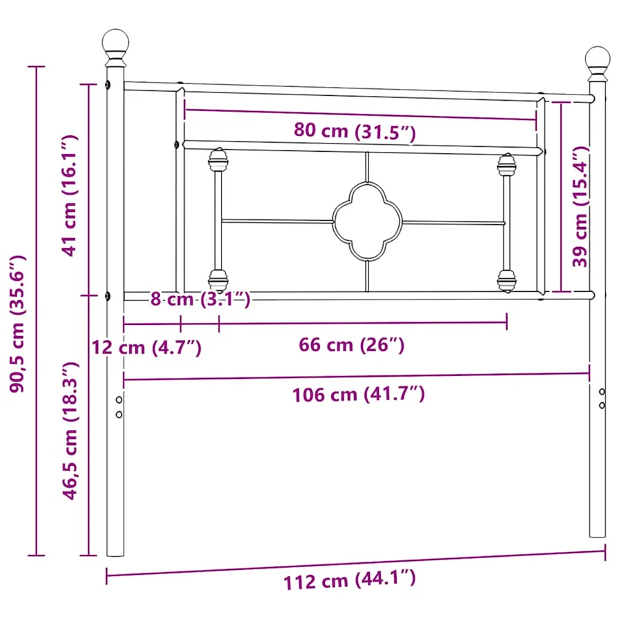 Tête de lit de remplacement métal noir 107 cm - 7