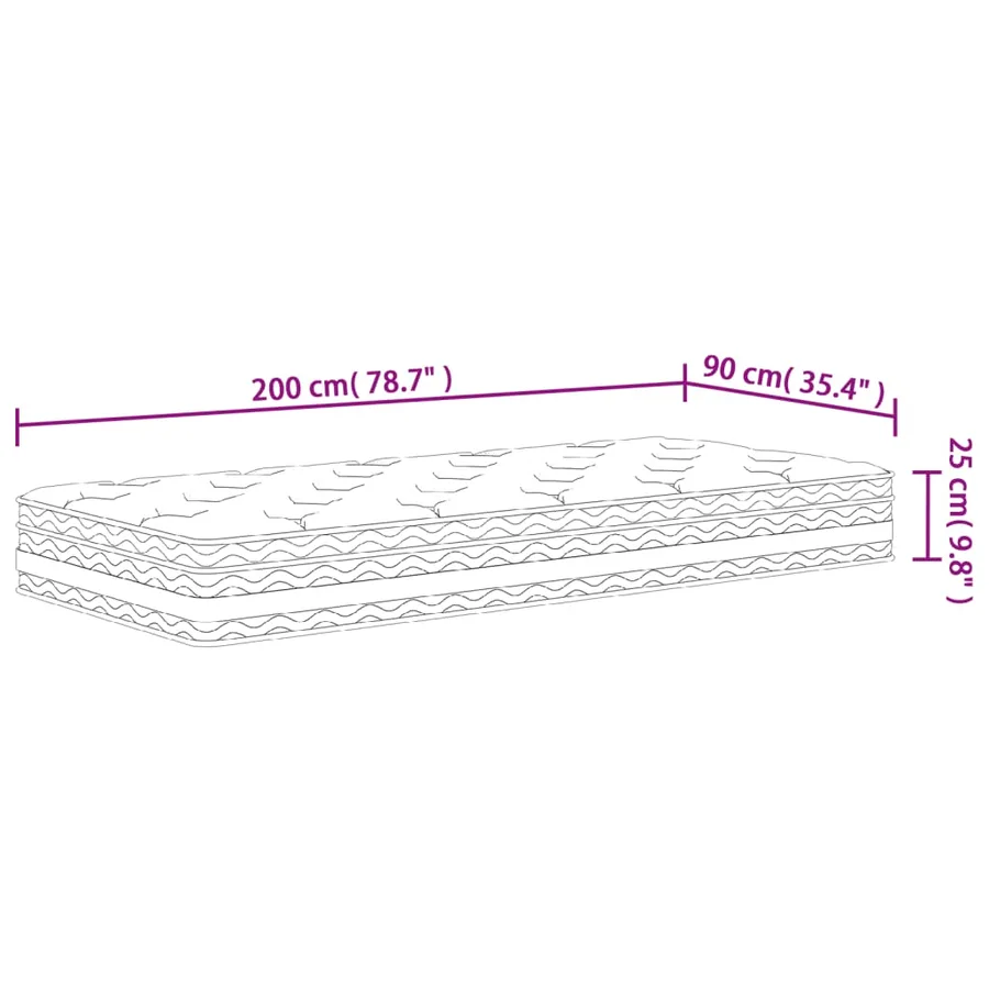 Matelas à ressorts ensachés moyen 90x200 cm - 9