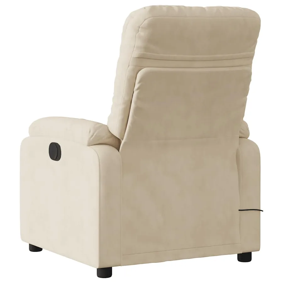 Fauteuil inclinable de massage crème tissu microfibre - 4