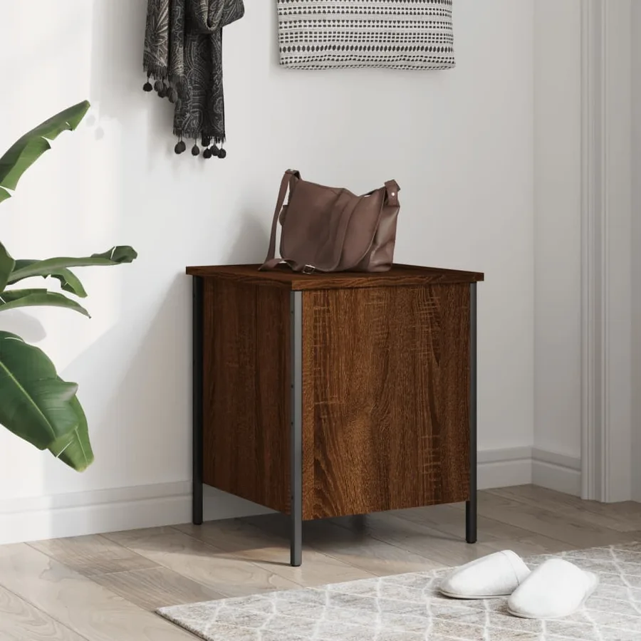 Banc de rangement chêne marron 40x42,5x50 cm bois d'ingénierie - 3