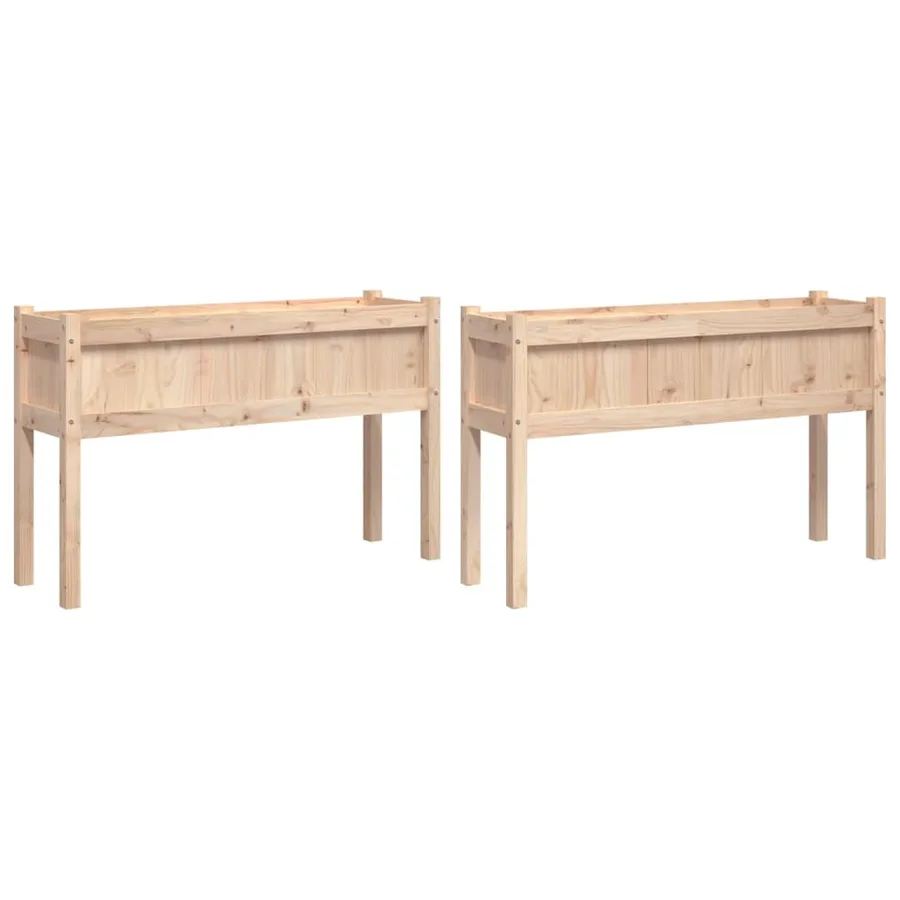 Jardinières 2 pcs avec pieds bois de pin massif - 2