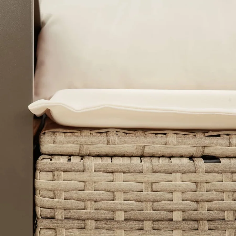 Canapé de jardin avec coussins 2 places beige résine tressée - 7