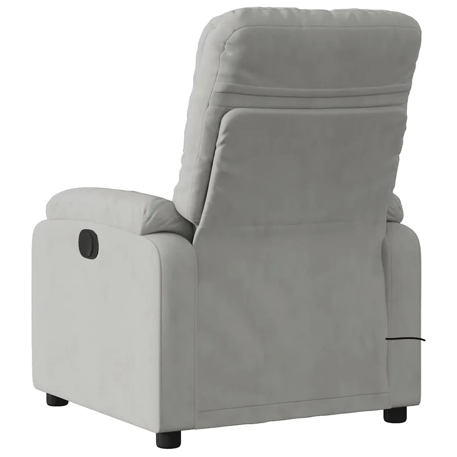 Fauteuil inclinable de massage gris clair tissu microfibre - 4