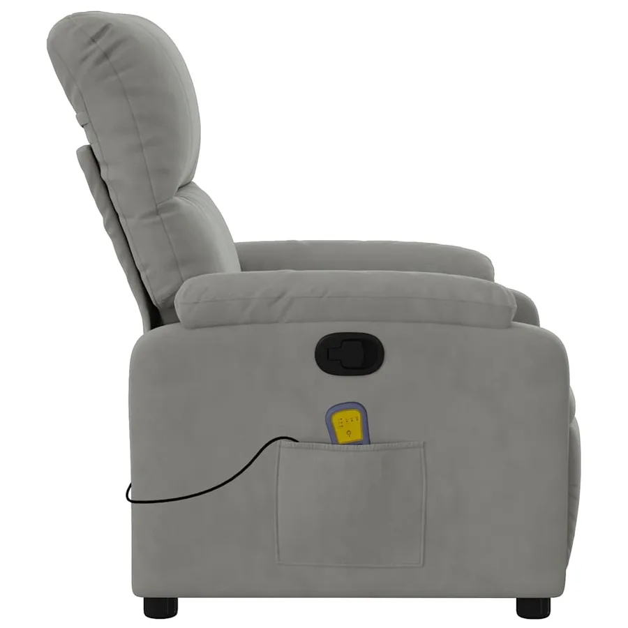 Fauteuil inclinable de massage gris clair tissu microfibre - 8