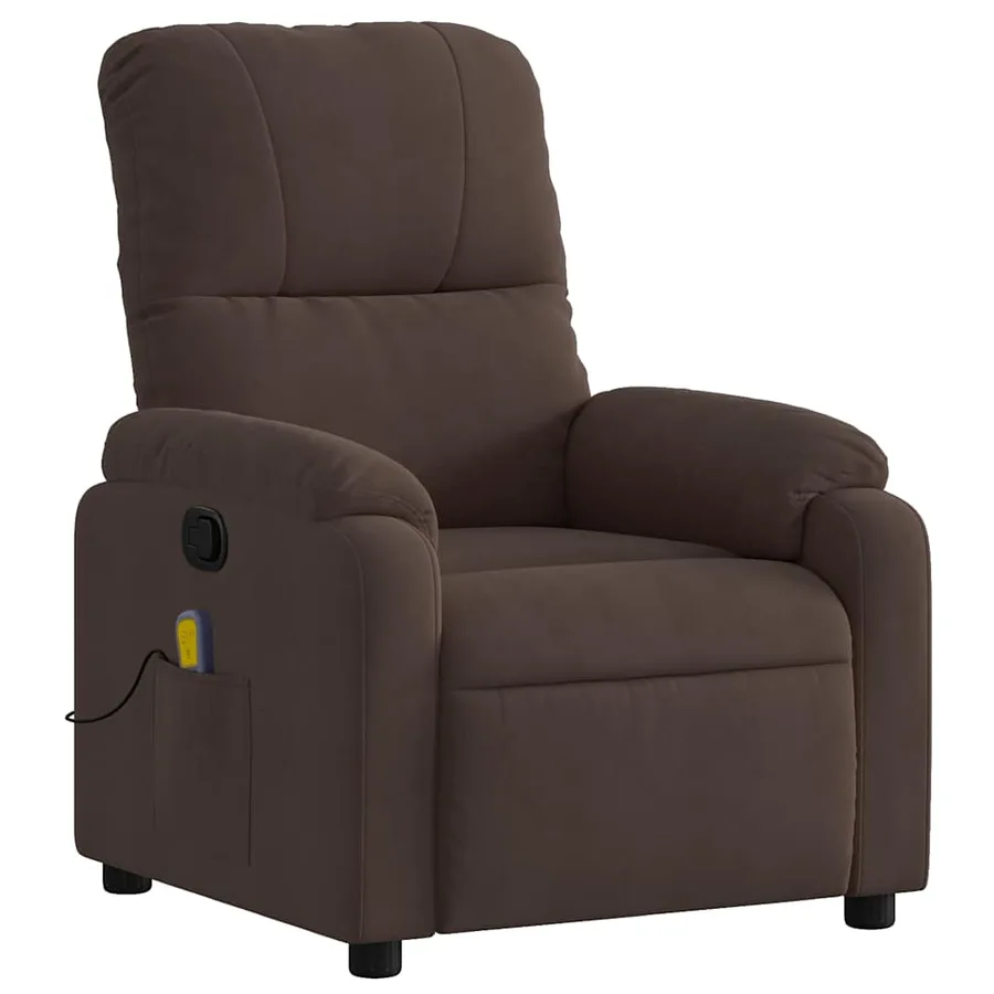 Fauteuil inclinable de massage marron tissu microfibre - 4