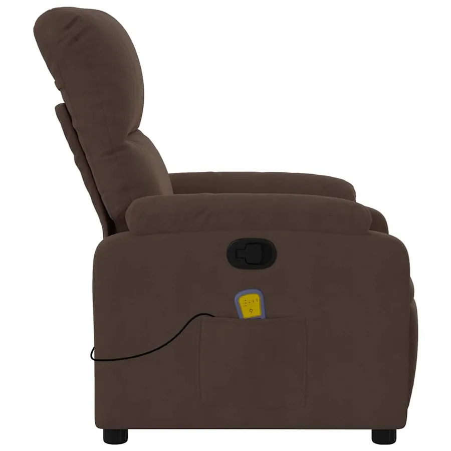 Fauteuil inclinable de massage marron tissu microfibre - 9