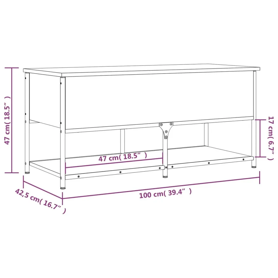 Banc de rangement chêne marron 100x42,5x47 cm bois d'ingénierie - 12