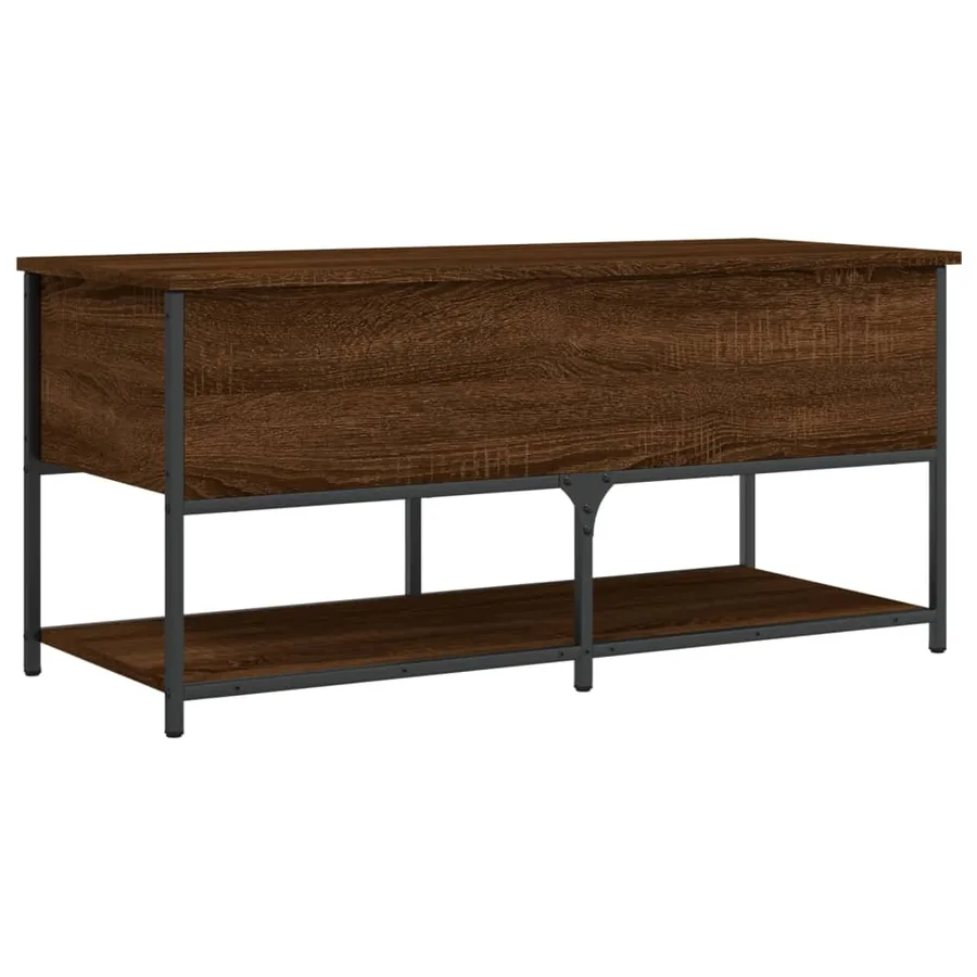 Banc de rangement chêne marron 100x42,5x47 cm bois d'ingénierie - 2