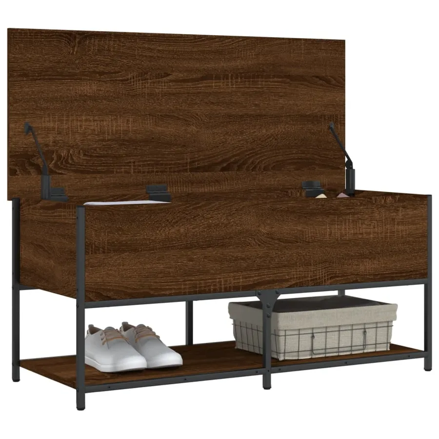 Banc de rangement chêne marron 100x42,5x47 cm bois d'ingénierie - 5