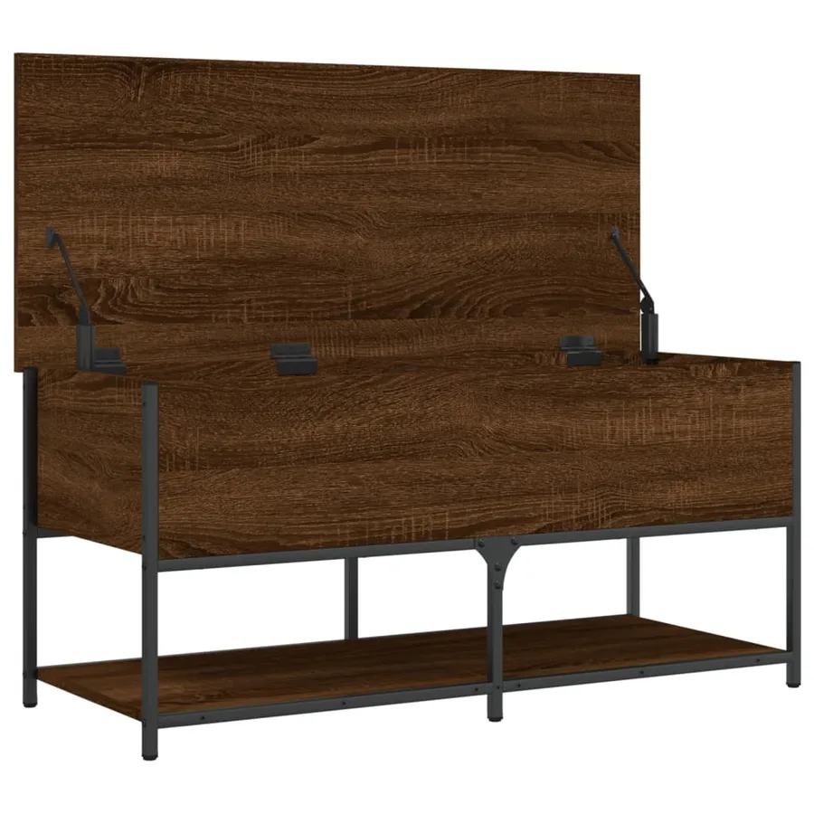 Banc de rangement chêne marron 100x42,5x47 cm bois d'ingénierie - 6