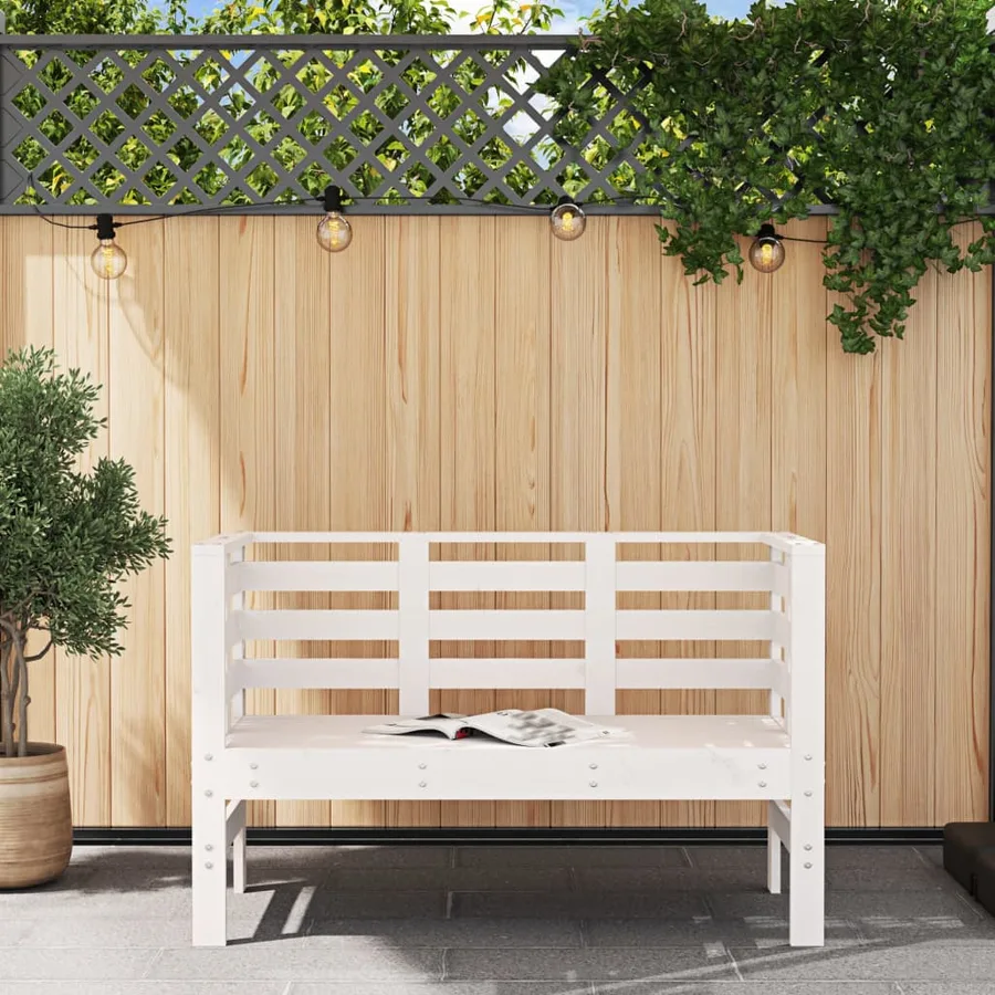 Banc de jardin blanc 111,5x53x71 cm bois massif de pin - 3