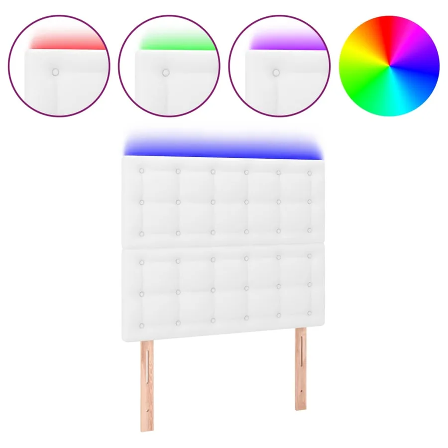 Tête de lit à LED Blanc 100x5x118/128 cm Similicuir - 2