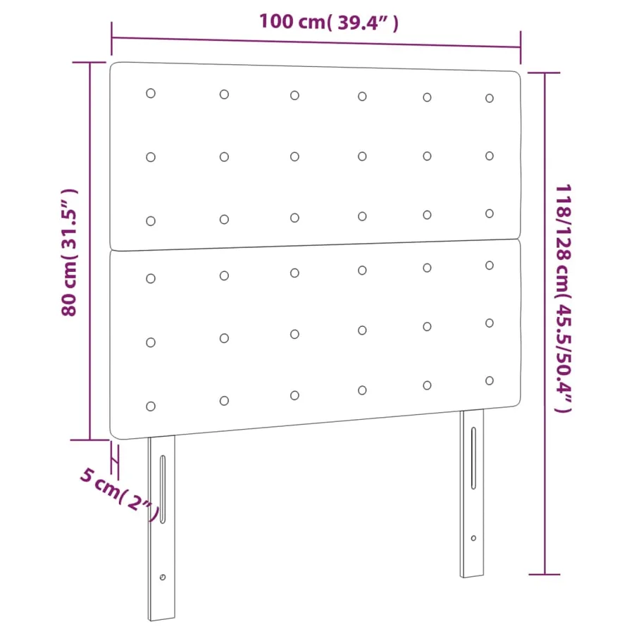 Tête de lit à LED Blanc 100x5x118/128 cm Similicuir - 6