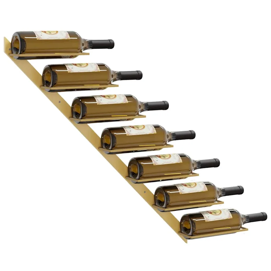 Casier à vin mural pour 7 bouteilles 2 pcs Doré Métal - 4