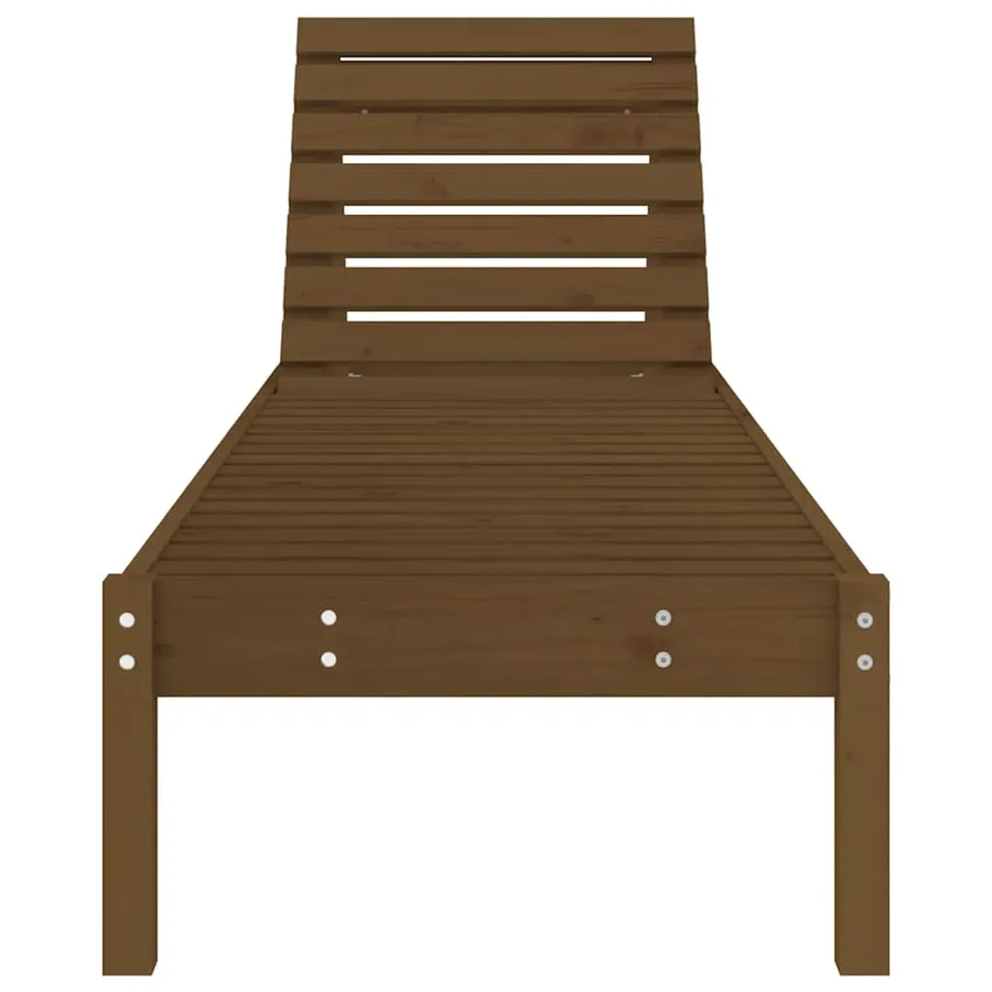 Chaise longue marron miel 199,5x60x74 cm bois massif de pin - 3