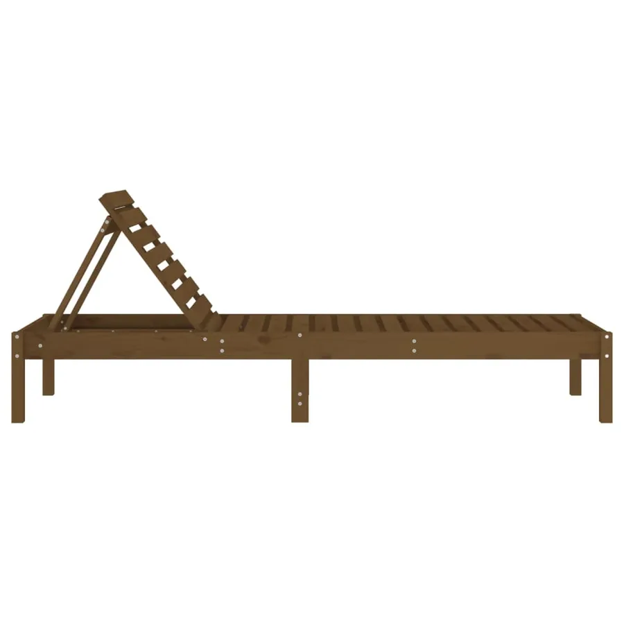 Chaise longue marron miel 199,5x60x74 cm bois massif de pin - 4