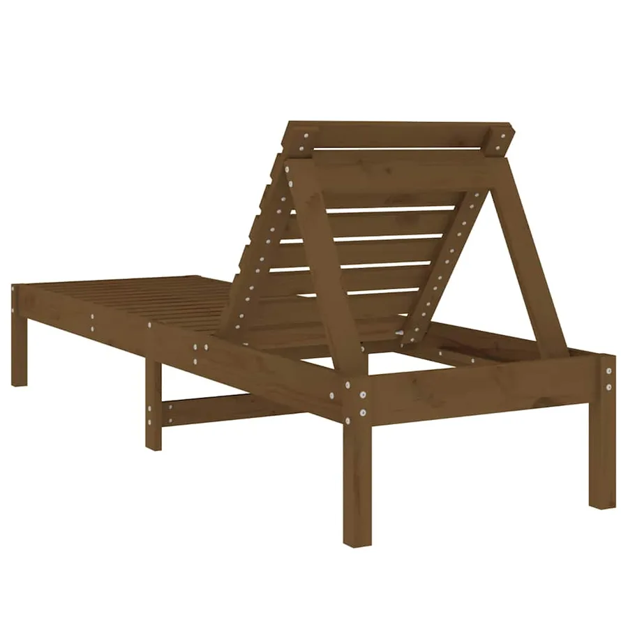 Chaise longue marron miel 199,5x60x74 cm bois massif de pin - 5
