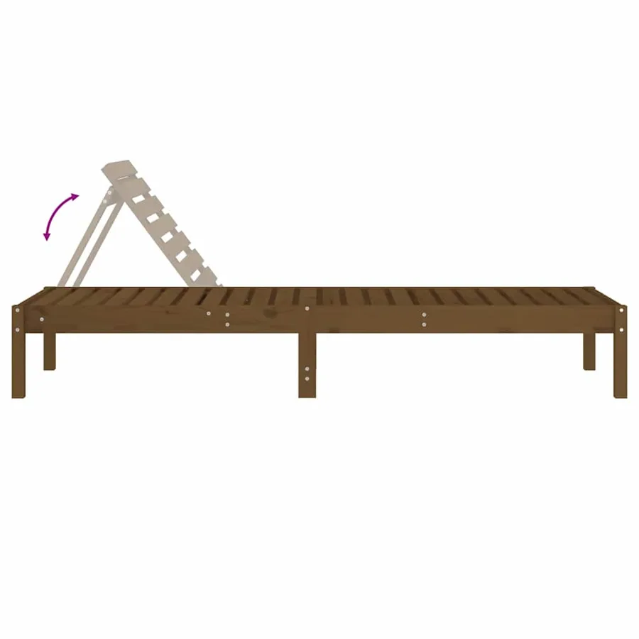Chaise longue marron miel 199,5x60x74 cm bois massif de pin - 6