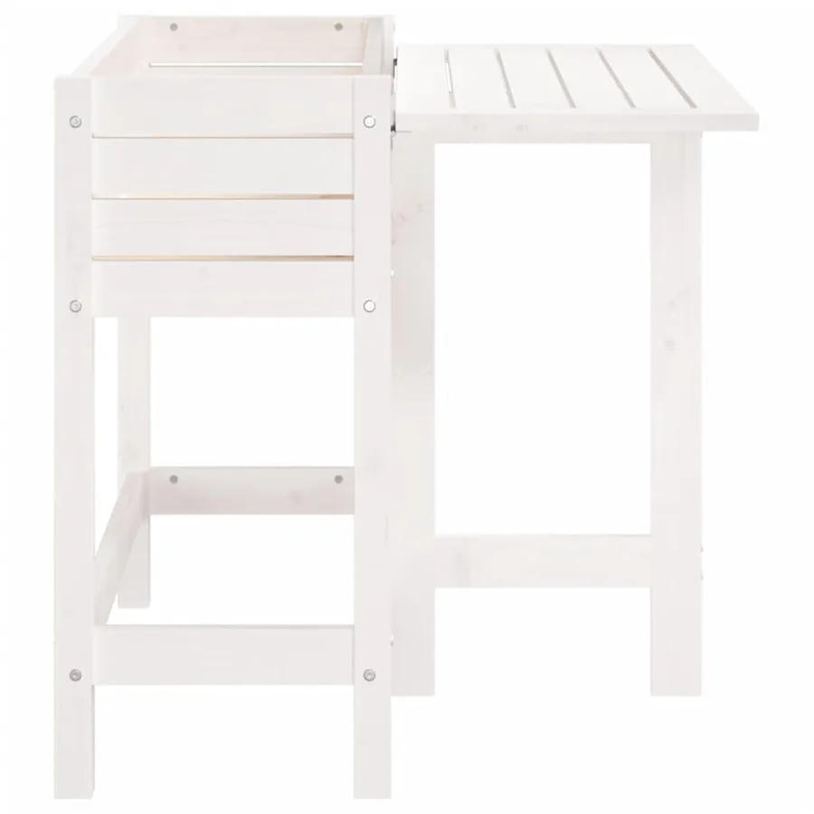 Jardinière de jardin avec plateau pliant blanc bois pin massif - 5