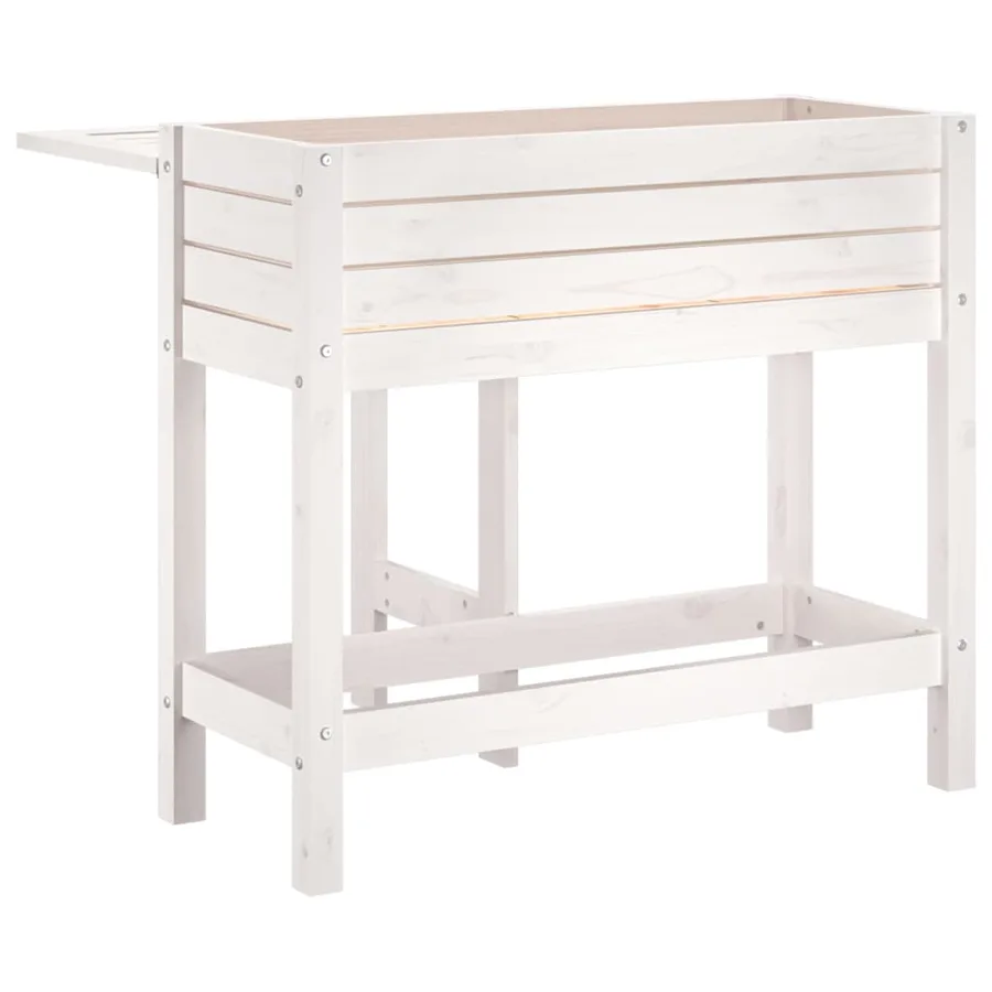 Jardinière de jardin avec plateau pliant blanc bois pin massif - 6