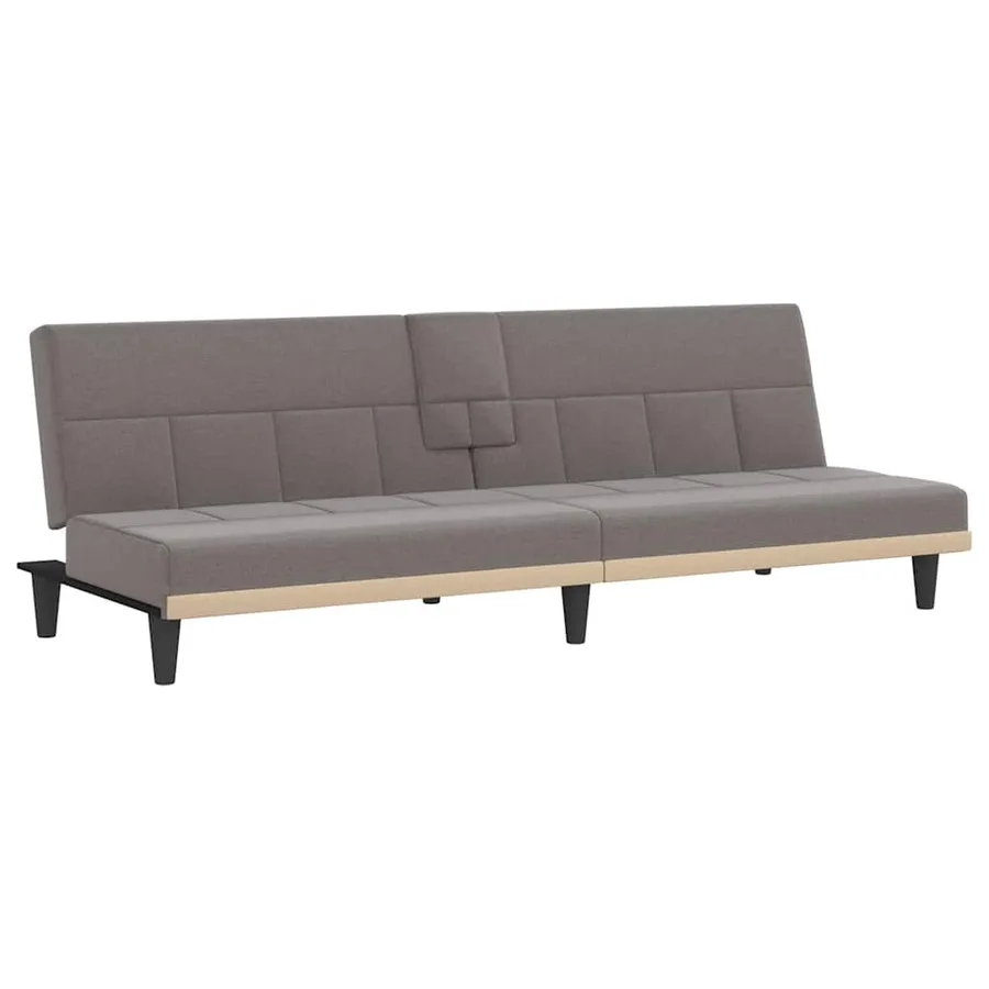 Canapé-lit avec porte-gobelets taupe tissu - 2