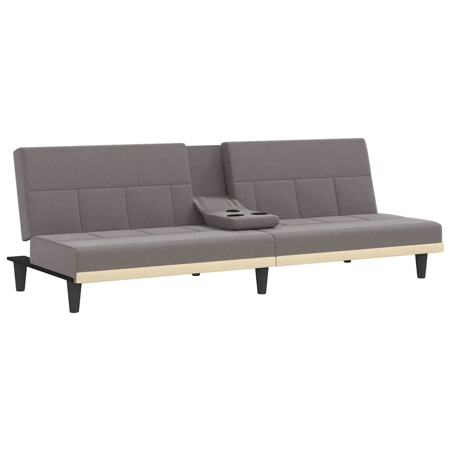 Canapé-lit avec porte-gobelets taupe tissu - 5