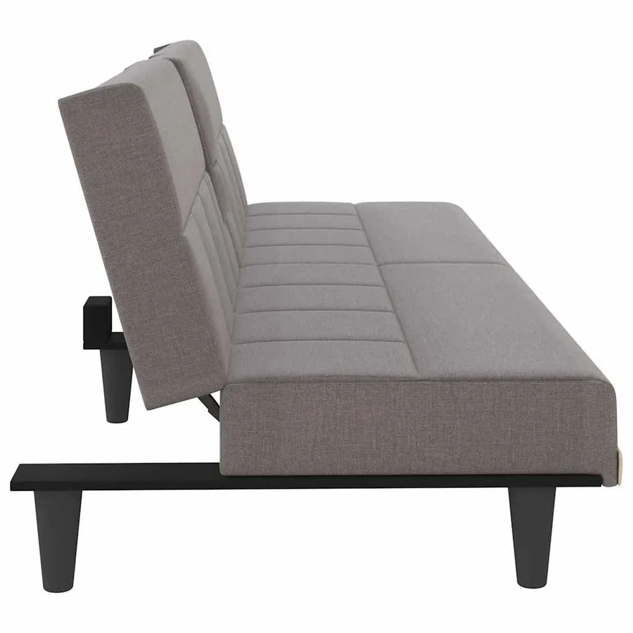 Canapé-lit avec porte-gobelets taupe tissu - 7