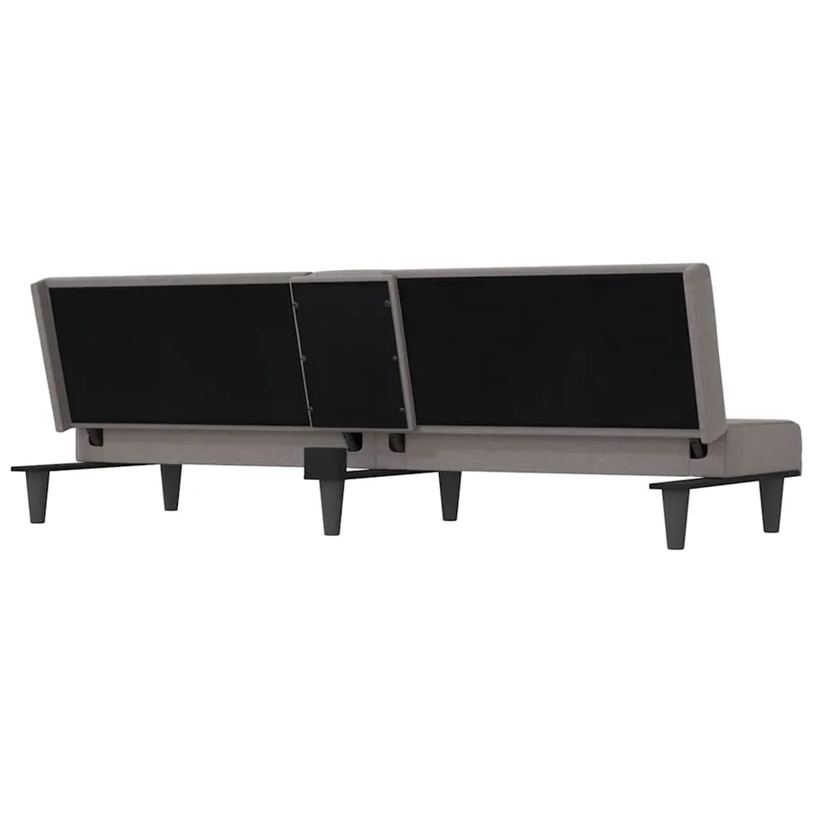 Canapé-lit avec porte-gobelets taupe tissu - 8
