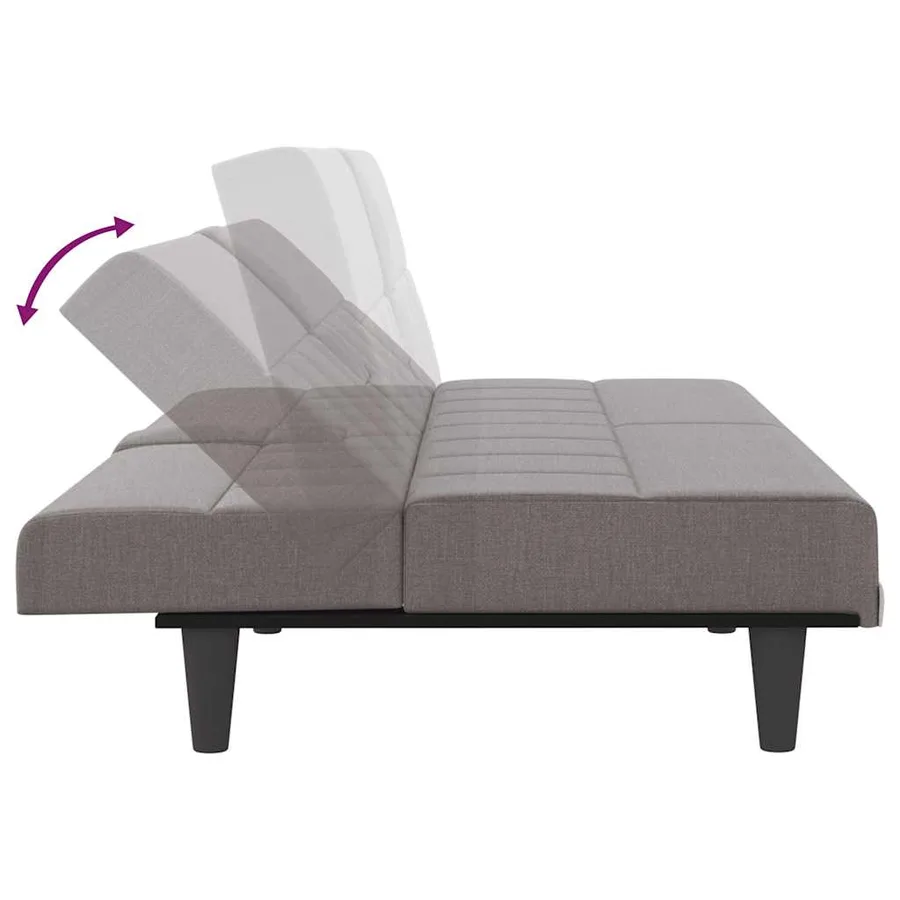 Canapé-lit avec porte-gobelets taupe tissu - 9