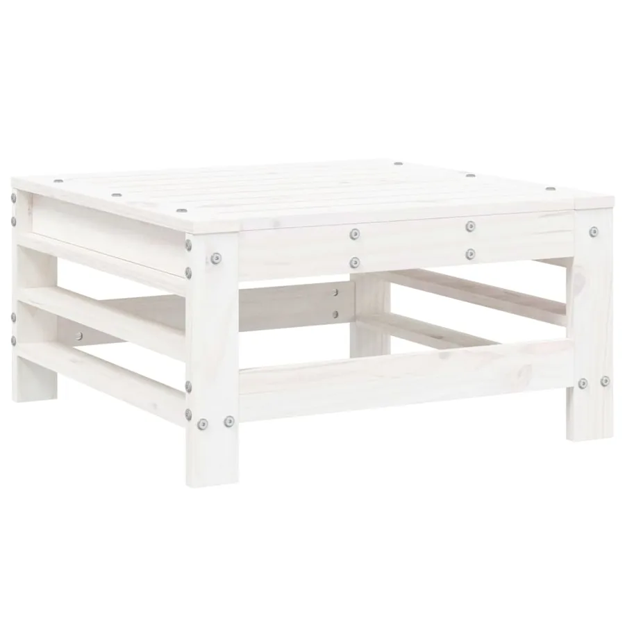 Salon de jardin 3 pcs blanc bois massif de pin - 5