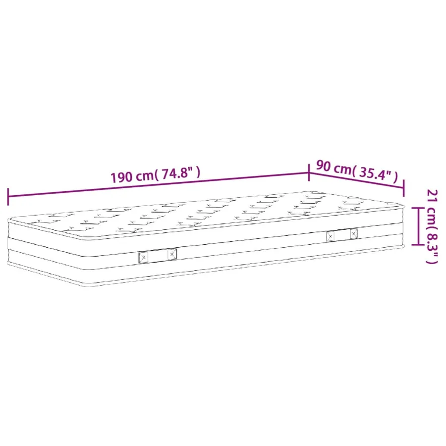 Matelas à ressorts bonnell moyen 90x190 cm - 9